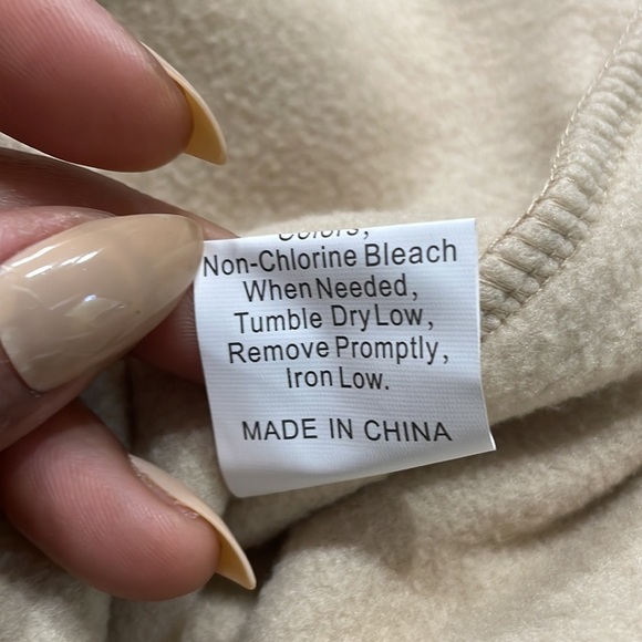 Beige Medium Fleece  Wrap Tie Jacket - Picture 11 of 12